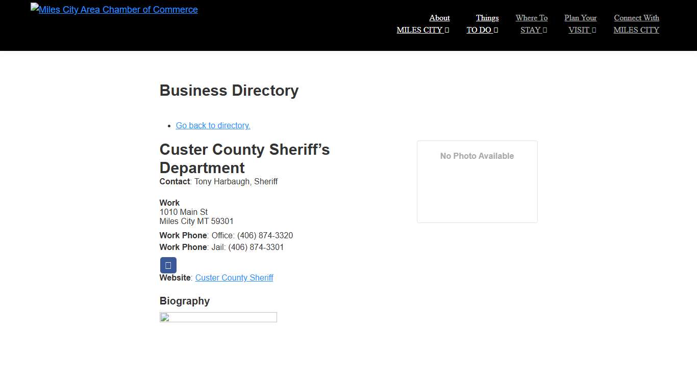 Custer County Sheriff’s Department » Miles City Area Chamber of Commerce Business Directory