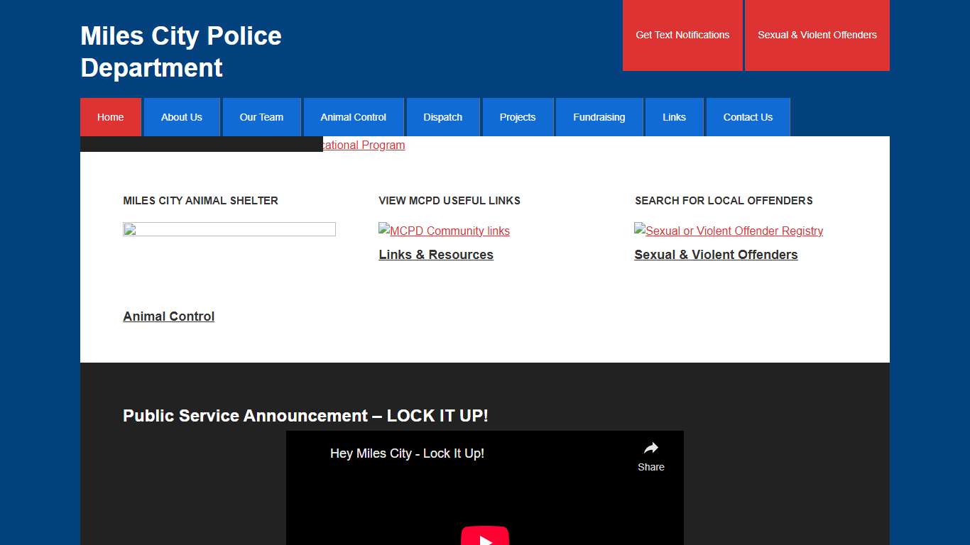 Miles City Police Department – Help Us Help You!